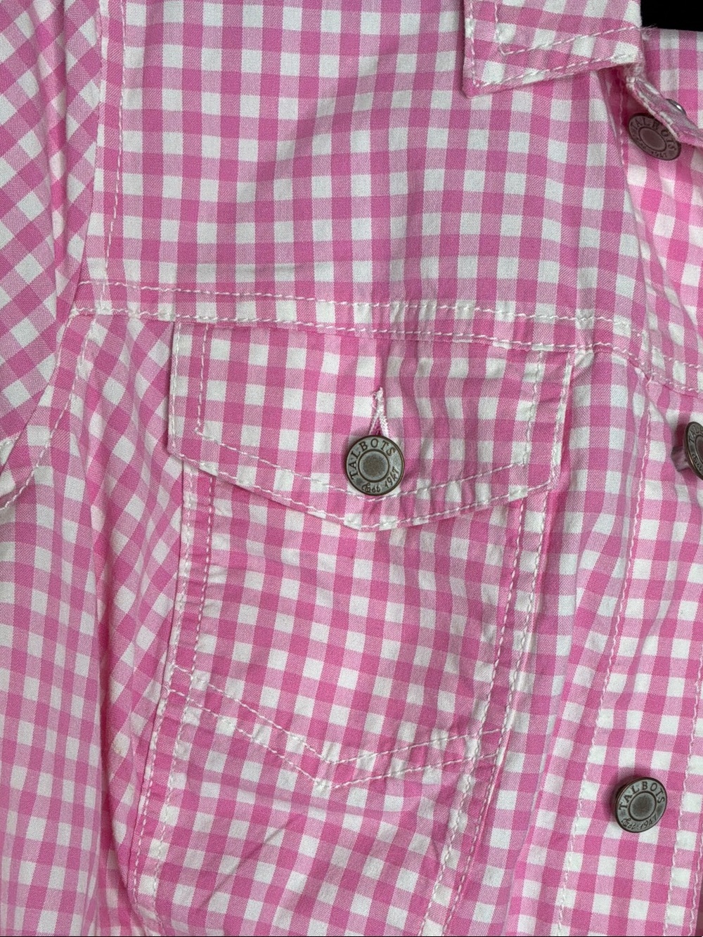 Talbots Pink Gingham Button-Front Cotton Jacket - Picture 4 of 12